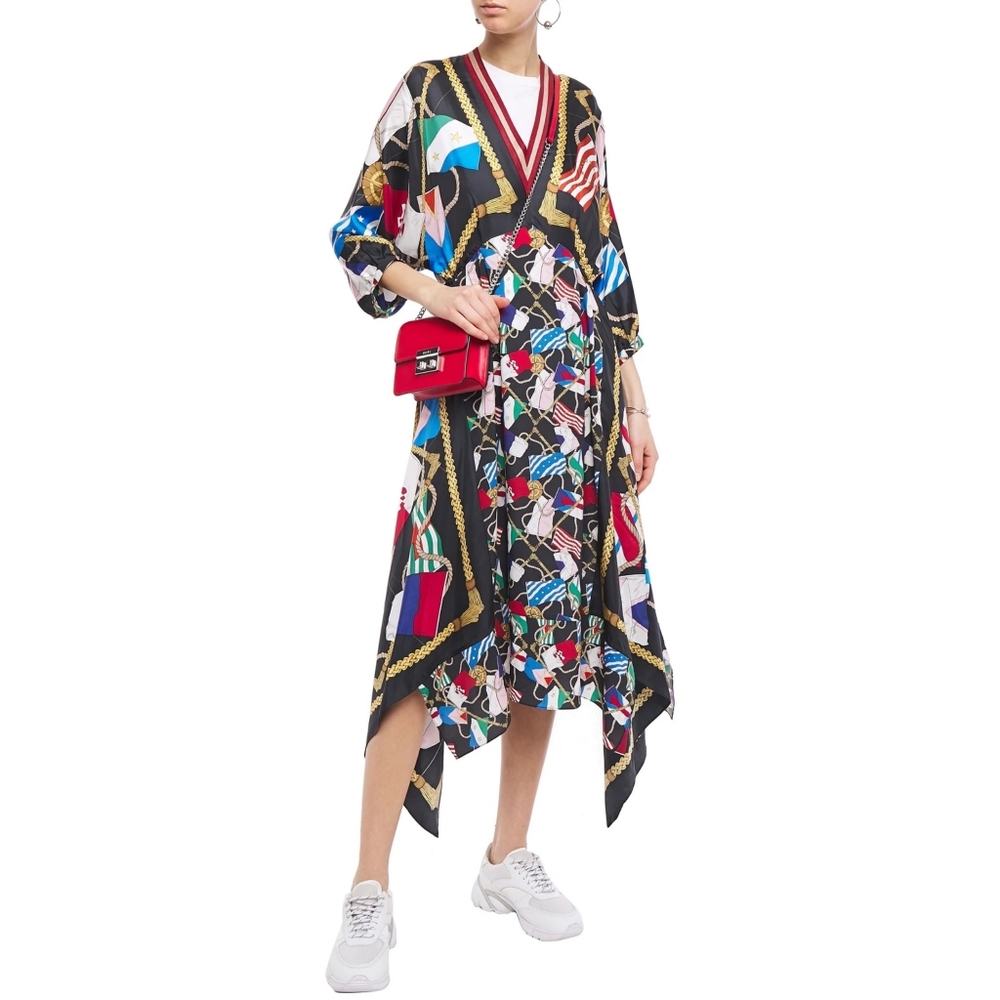 Rare sandro scarf print silk dress - Picture 2 of 6